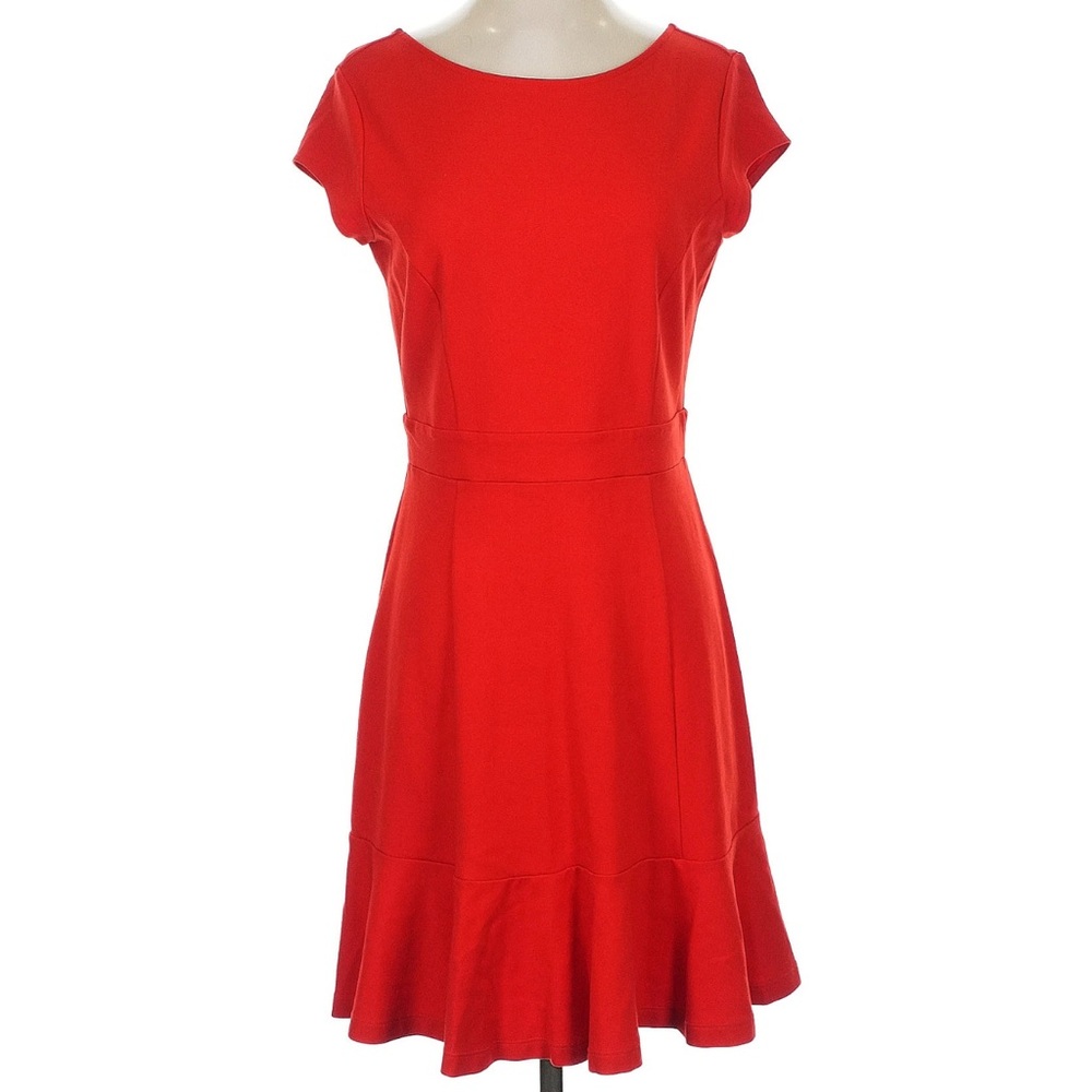 Loft Plus Cap Sleeve Ponte Knit Ruffle Dress 18